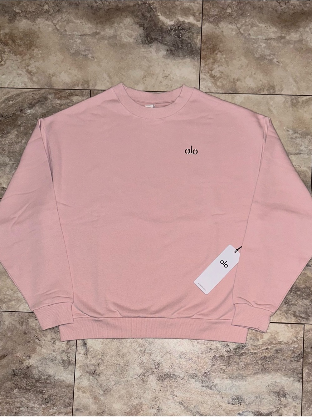 Alo Yoga Accolade Crew Neck Pullover Pink Quartz Sweatshirt Size Large